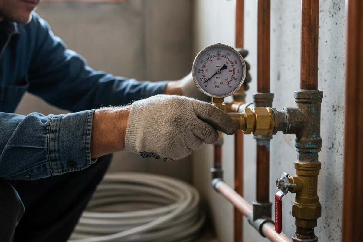 Pressure testing a repaired line during Water Line Repair in Nipomo